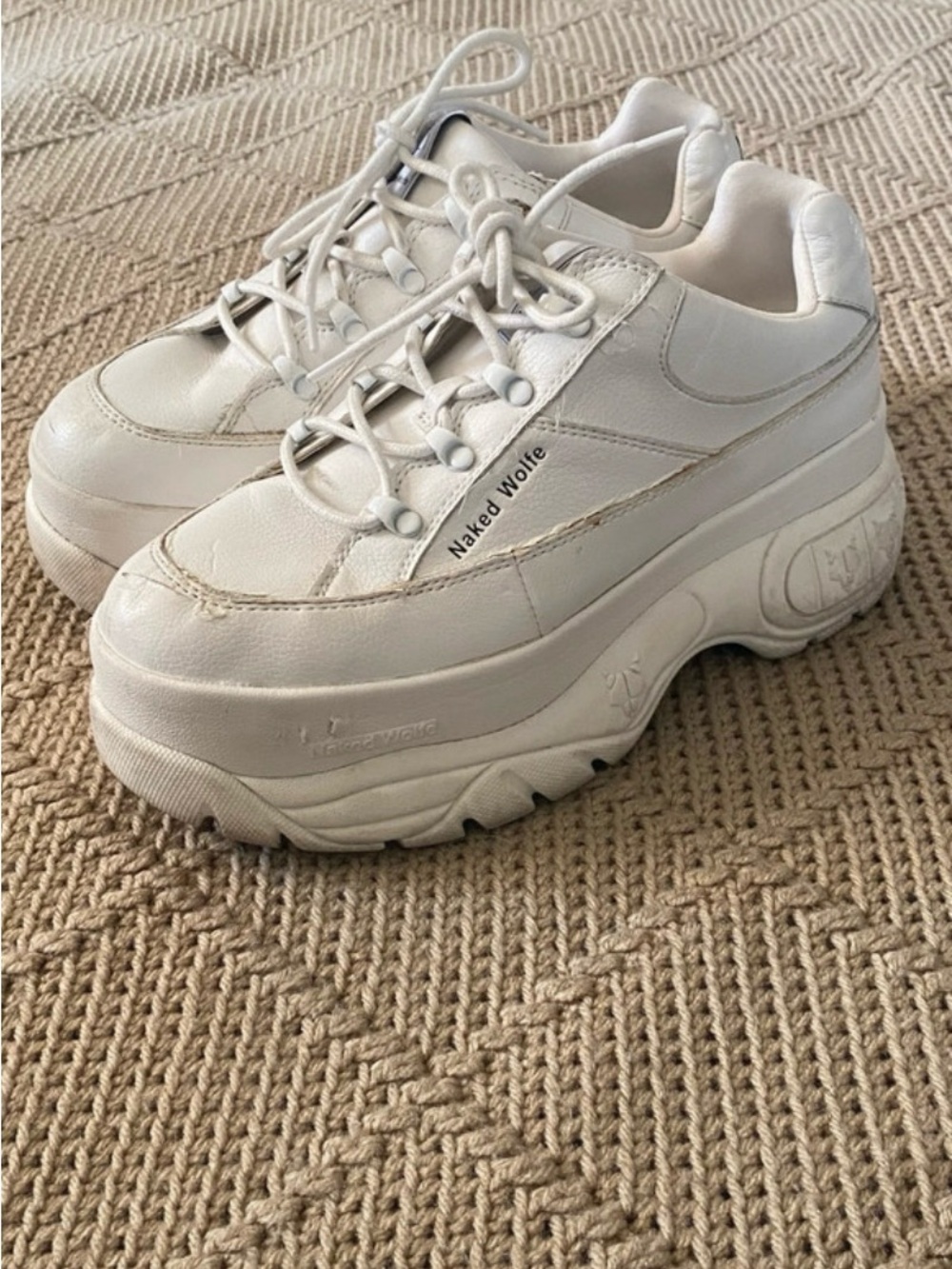 Naked Wolfe White Chunky Platform Sneakers